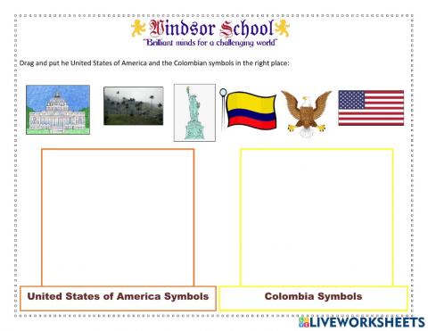 United States of America and the Colombian symbols