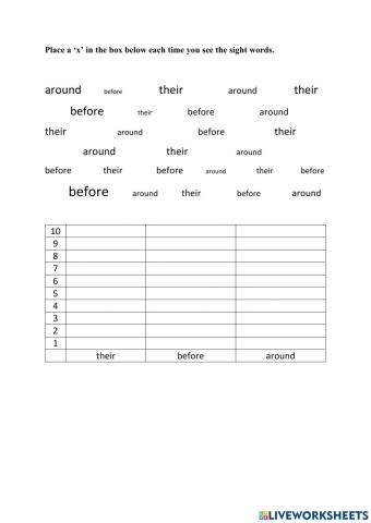 Sight Word Graphing 