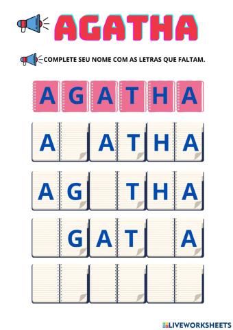 Atividade adaptada com o nome Agatha