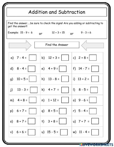 Addition and Substraction - -'s1-15