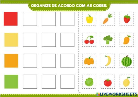 Organize de acordo com as cores - Alimentação Saudável