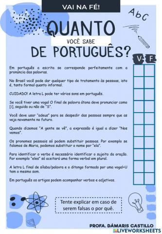 Quanto você sabe de Português?