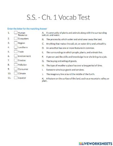 Vocab test unit 1