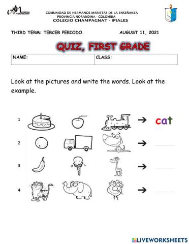 English Quiz Grade 1