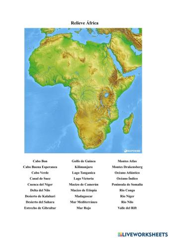 África: relieve y accidentes geográficos