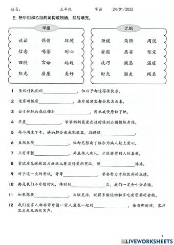Std 5 华语练习(2)