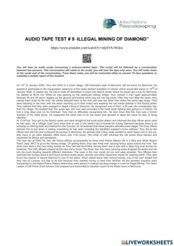 Audio tape test - 9 “illegal mining of diamond”