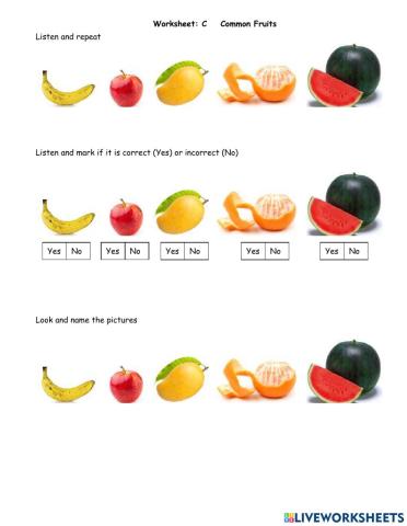 Common fruits sheet C