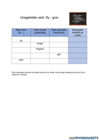 English irregular verbs to fly - to give