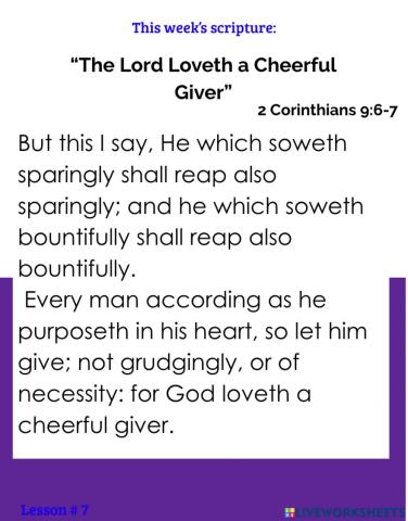 The Lord Loveth a Cheerful Giver
