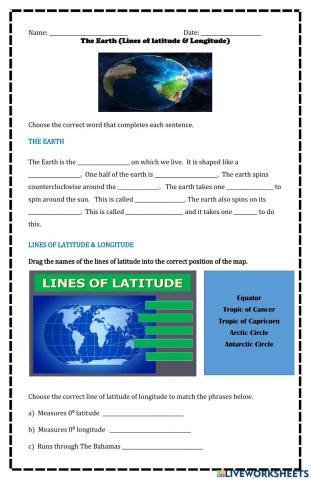 The Earth worksheet