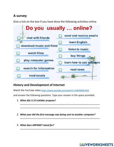 internet-worksheet