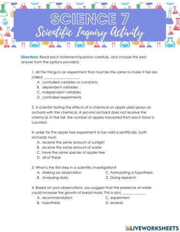 Scientific Inquiry Activity Sheet