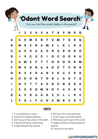 Odont word search