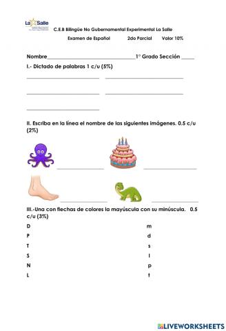 Examen Español   II Parcial