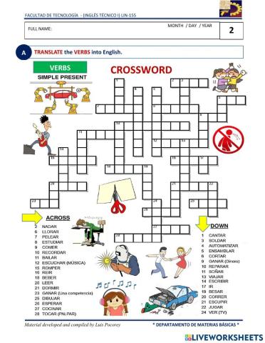Crossword Verbs a1