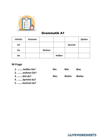 Grammatik test A1