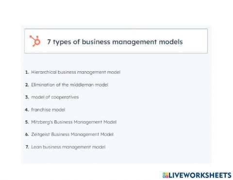 7 types of business management models