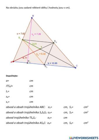 Prvky v trojúhelníku - výpočty