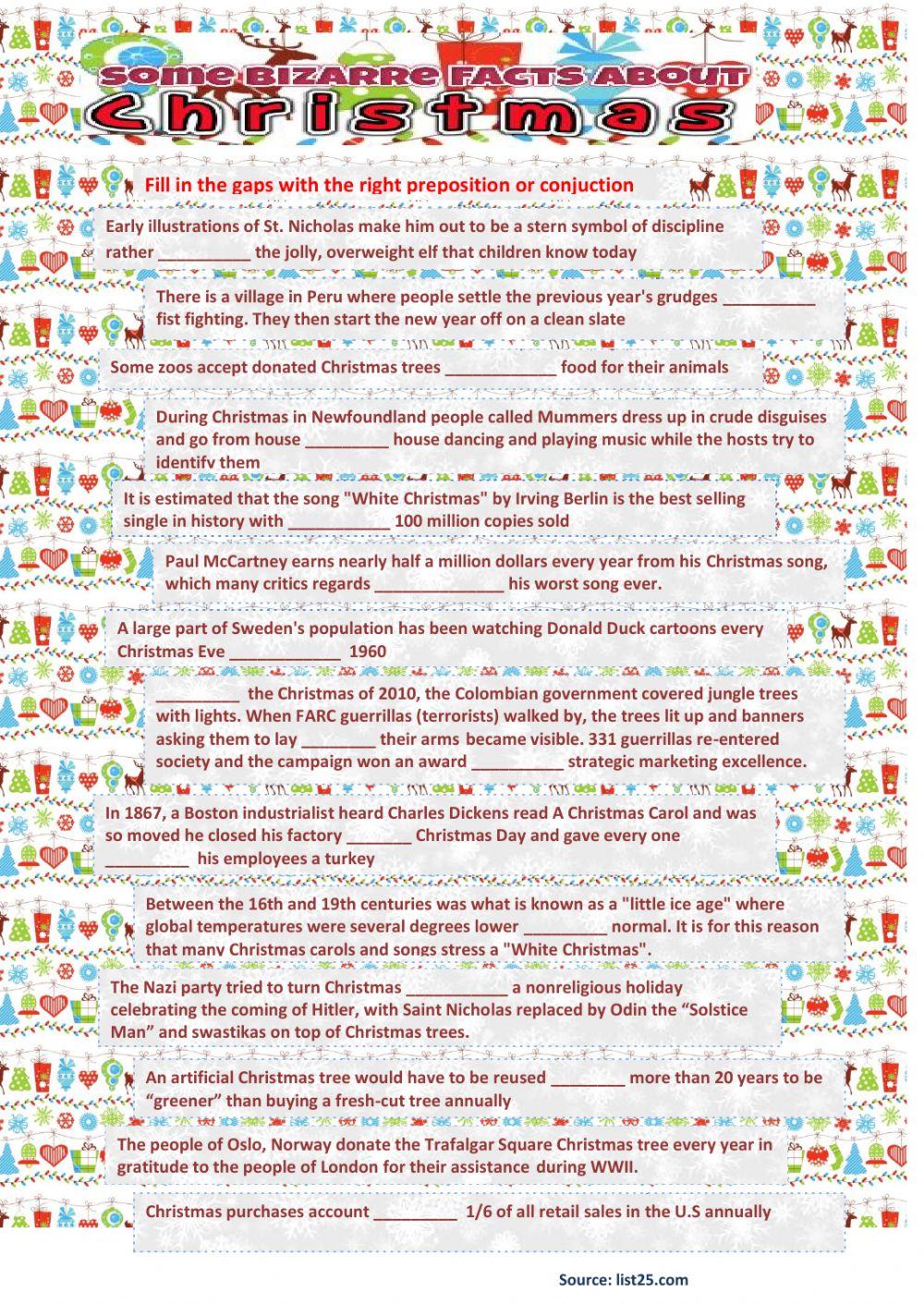 Christmas facts - multiple choice