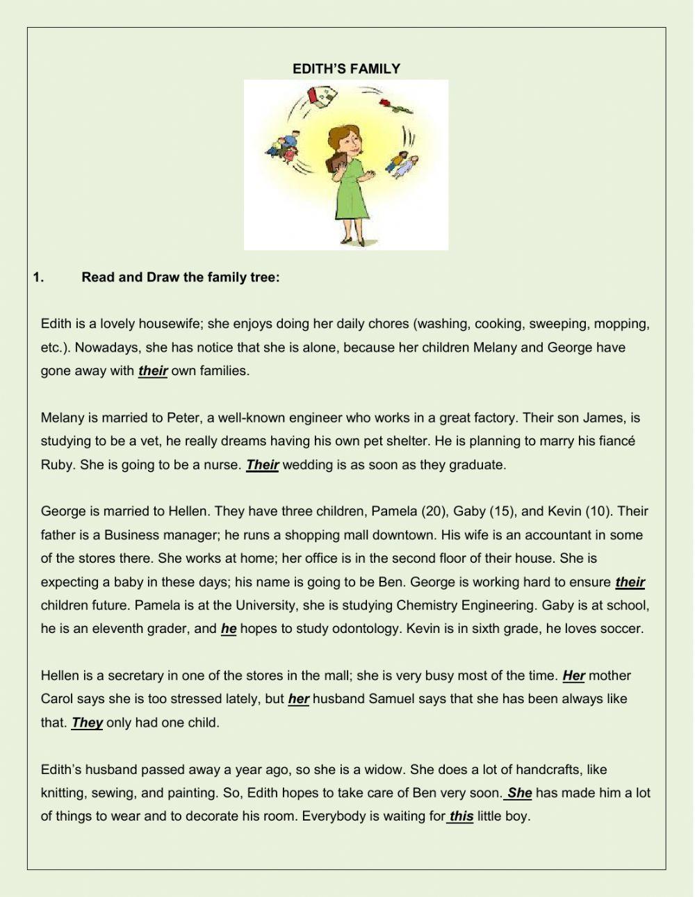 Family reading comprehension and other activities