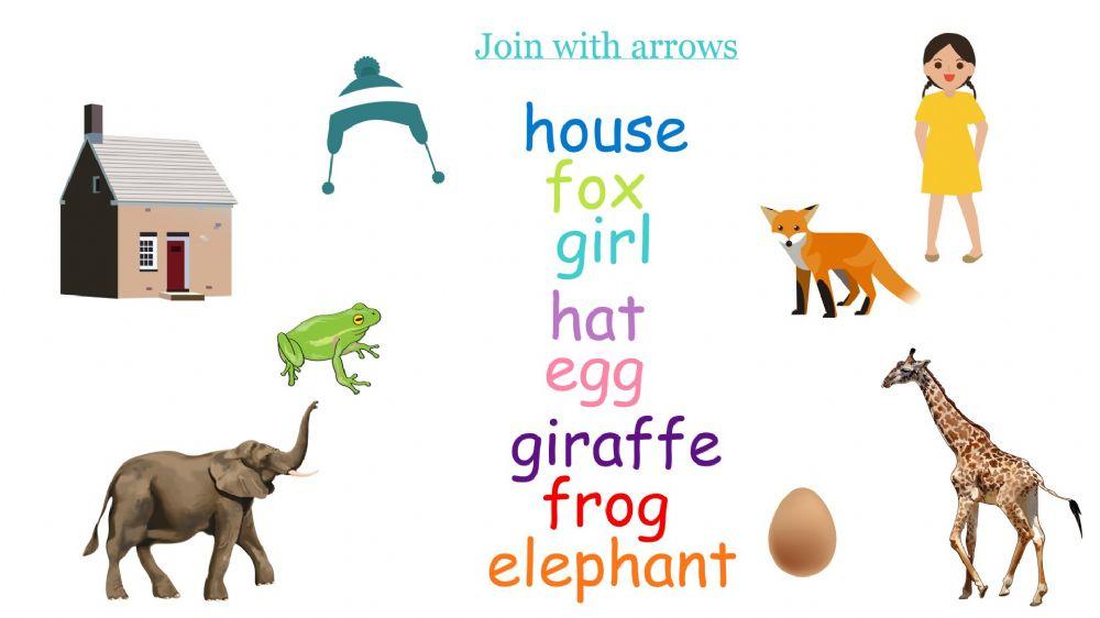 Interactive picture vocabulary E, F, G H