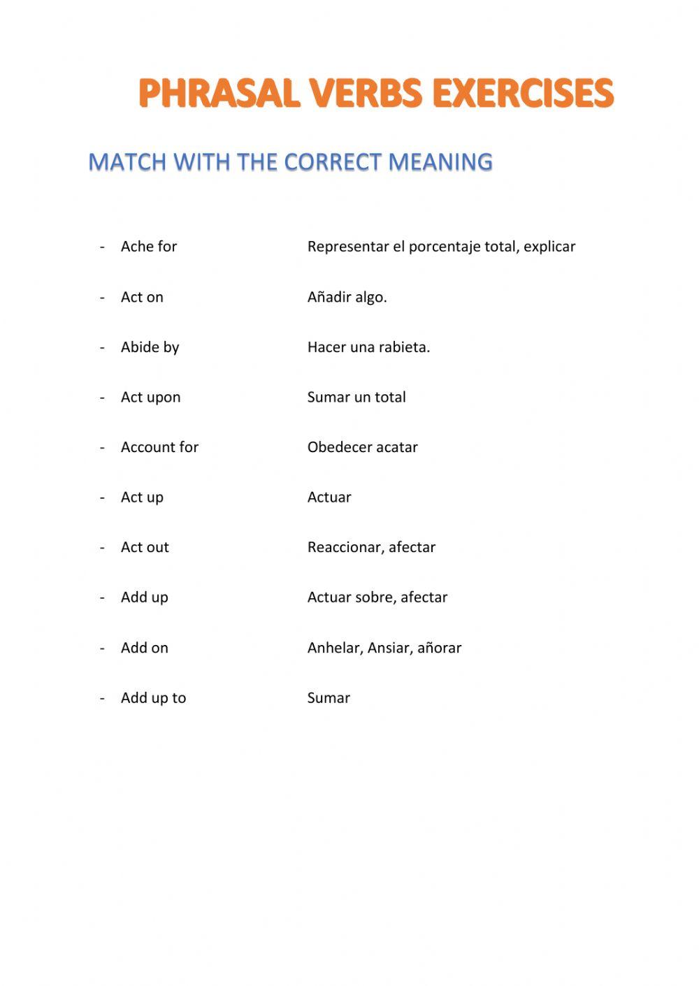 MATCH WITH THE MEANINGS