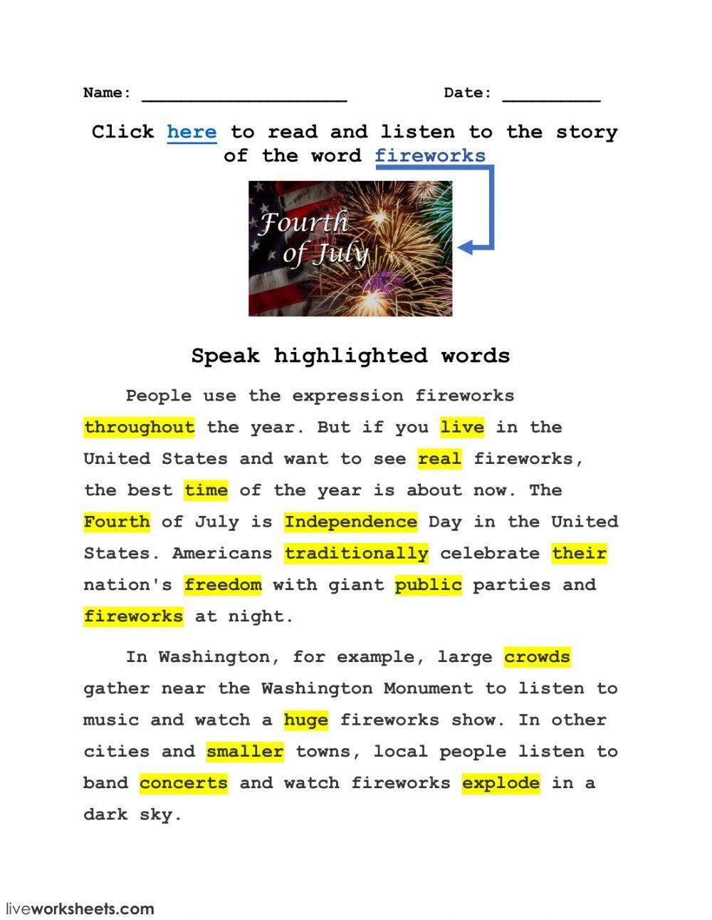 Word FIREWORKS and its story-5