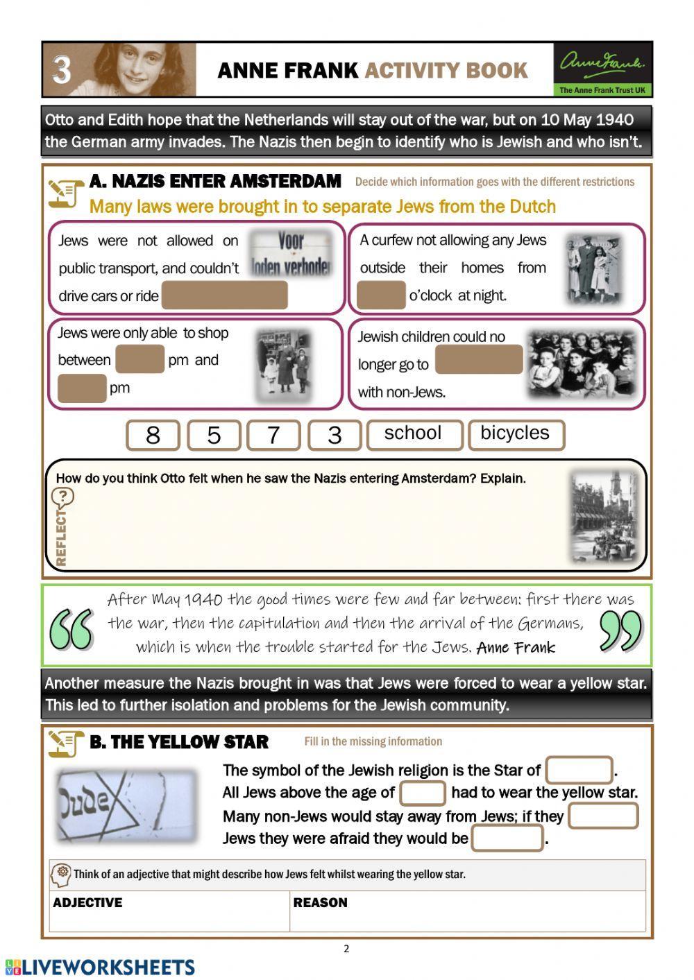 Anne Frank - Activity Book Section 3