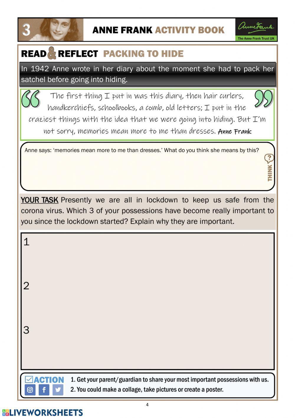 Anne Frank - Activity Book Section 3