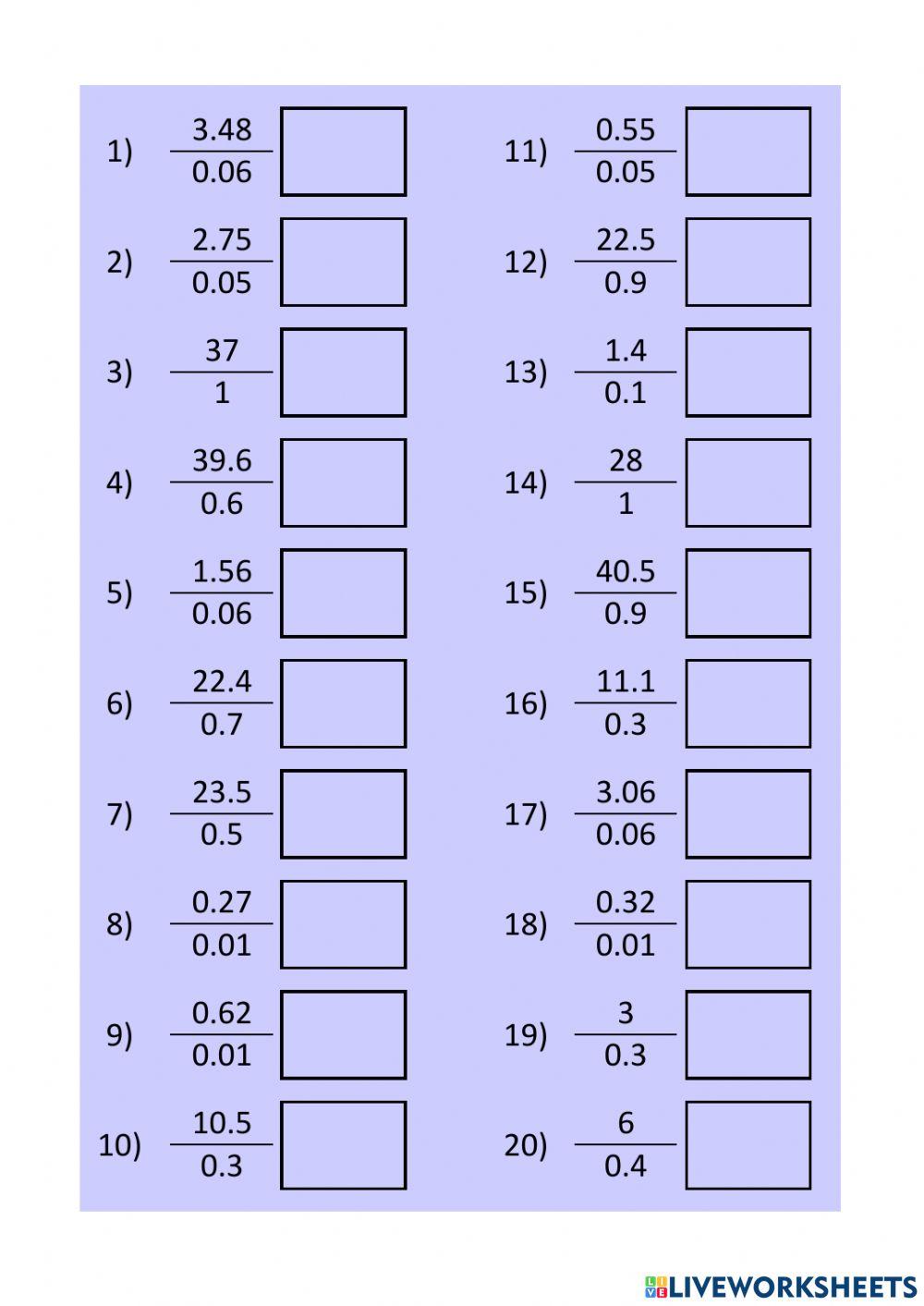 WW L3 Fractions with decimals