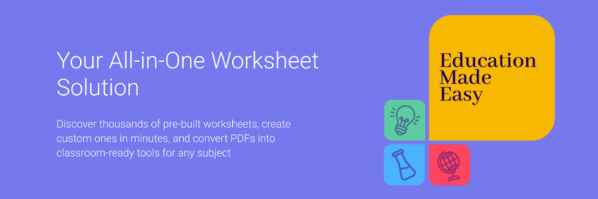 liveworksheets banner. all in one worksheets solution