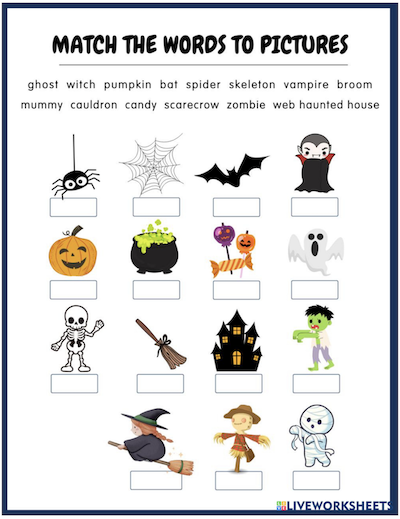Halloween Vocabulary Match - Second and Third Grade