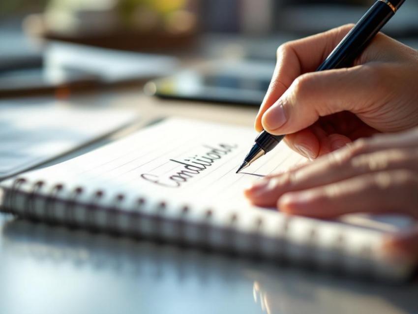 Close-up of hands writing fluently in a notebook, symbolizing growing writing confidence.