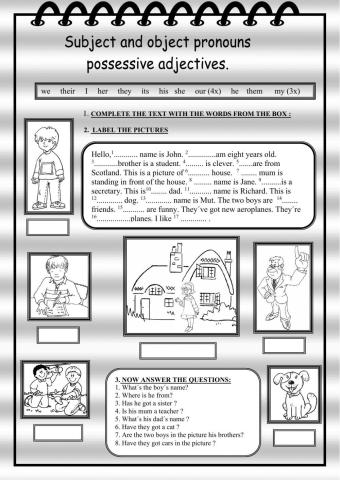 Pronouns and possessive adjectives