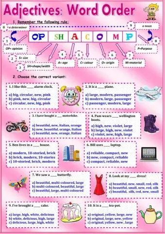 Adjectives: word order