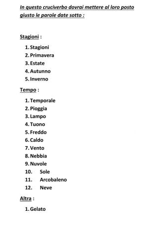 CRUCIVERBO STAGIONI E TEMPO