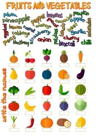 Fruits and vegetables