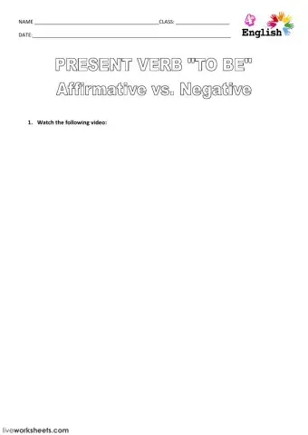 present verb TO BE. affirmative and negative.