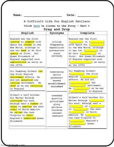A Difficult Life for English Settlers - Part 1