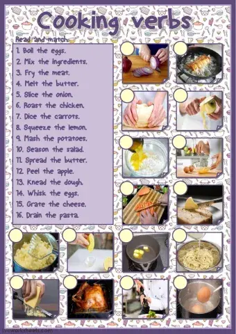 Cooking verbs (matching)