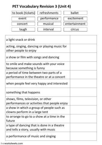 PET Vocabulary Revision 3