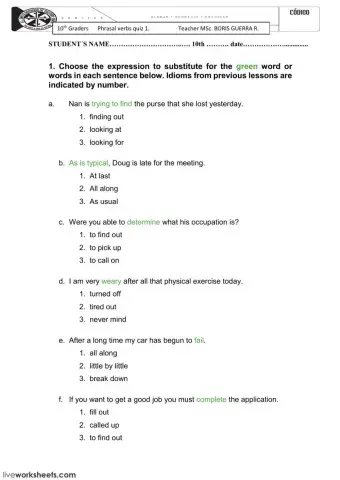 PHRASAL VERBS TEST 2