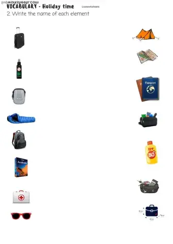 Vocabulary Travel items (2)