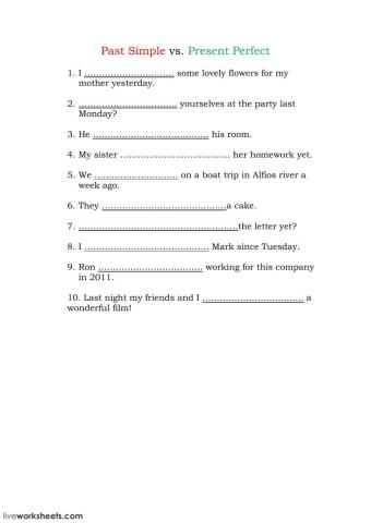  Past Simple vs. Present Perfect Simple