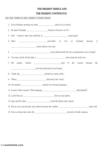 The present simple vs the present continuous