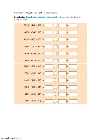 5-2-2 Eragiketak zenbaki arruntekin: Batuketa eta kenketa konbinatuak