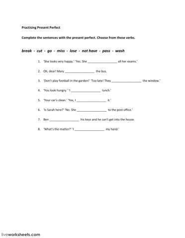 Present Perfect - result