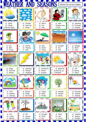 Weather and seasons: multiple choice