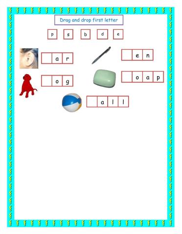 First Letter drag and drop